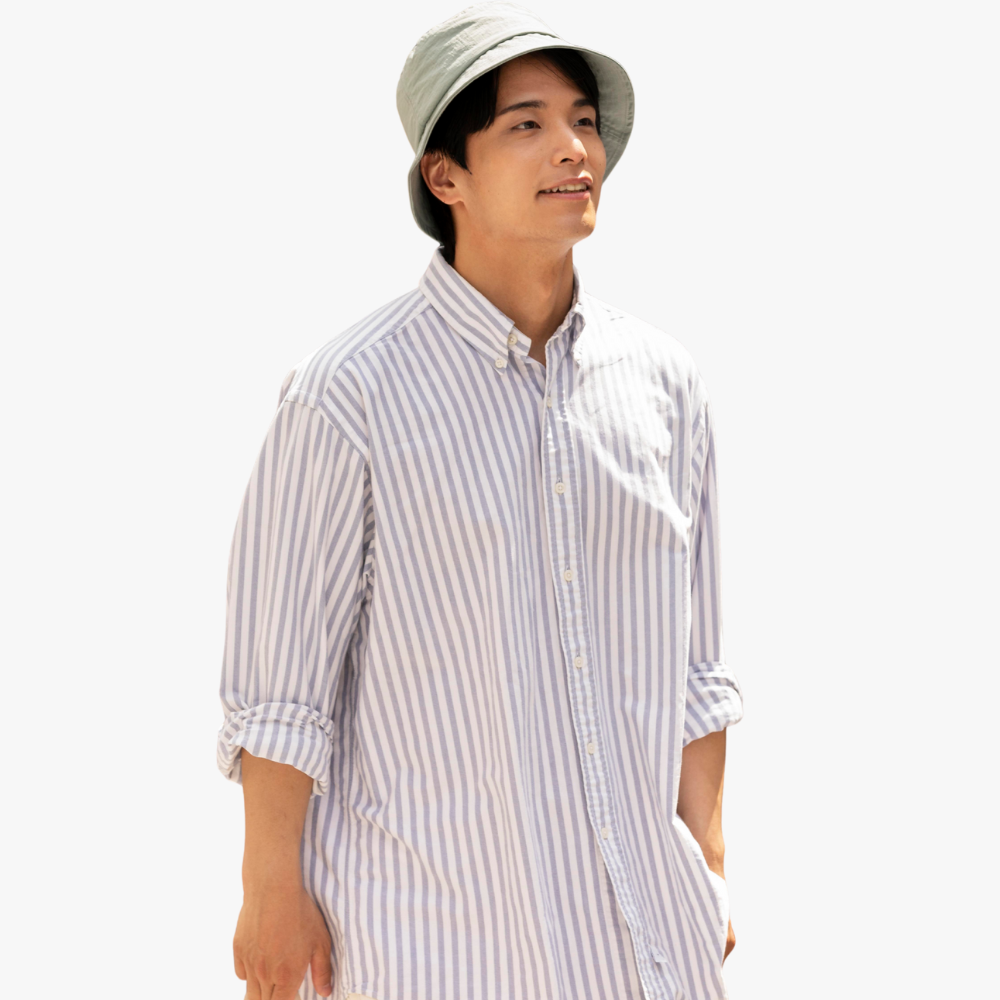 Linen Stripe Men Shirt - White & Blue
